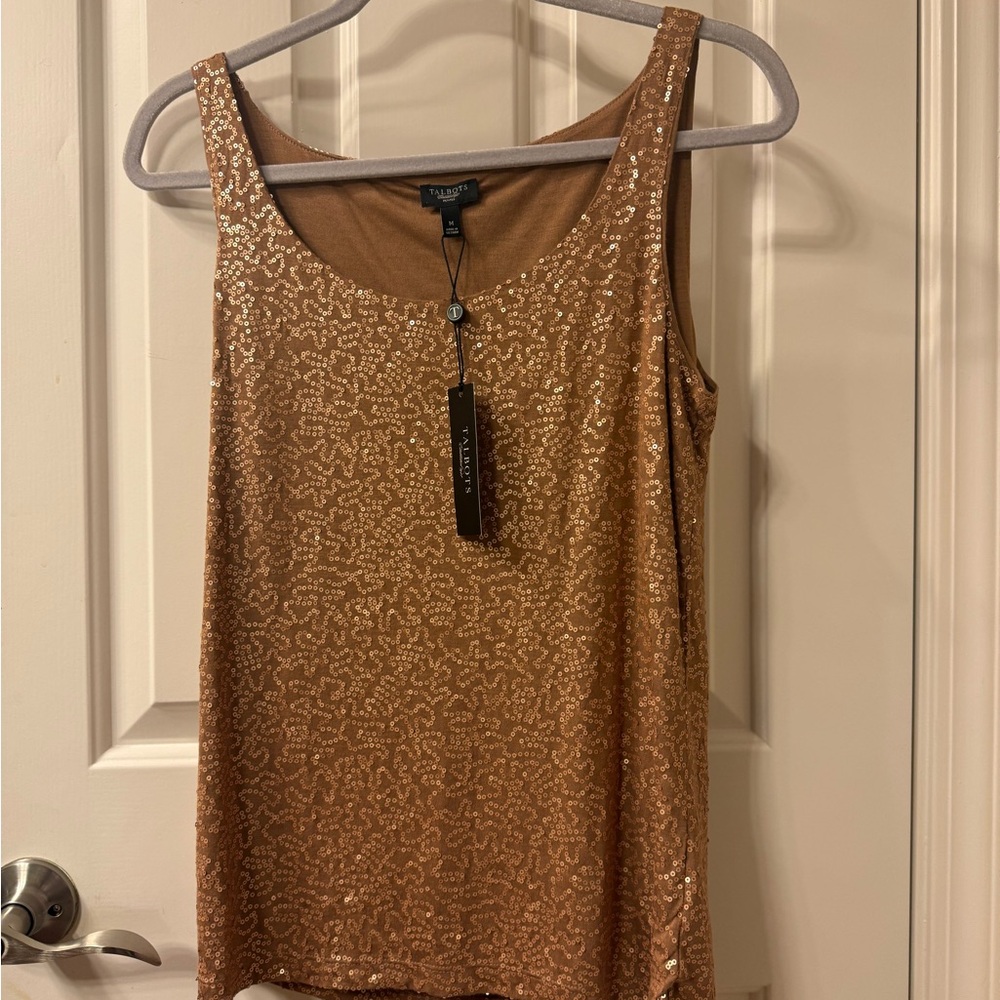 Talbots Copper Sequin Tank Top